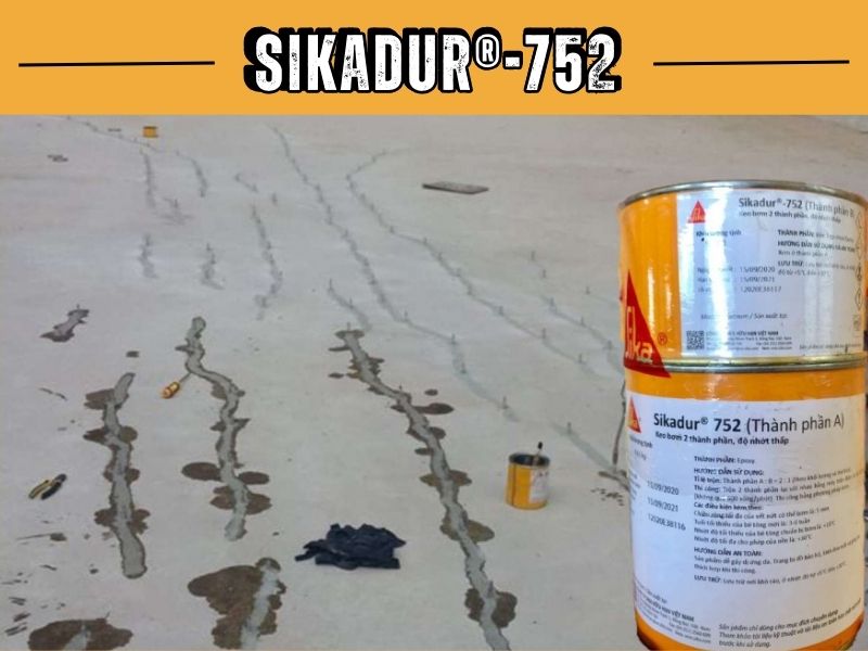 Keo Epoxy Sikadur 752 dùng bơm sửa chữa vết nứt bê tông.