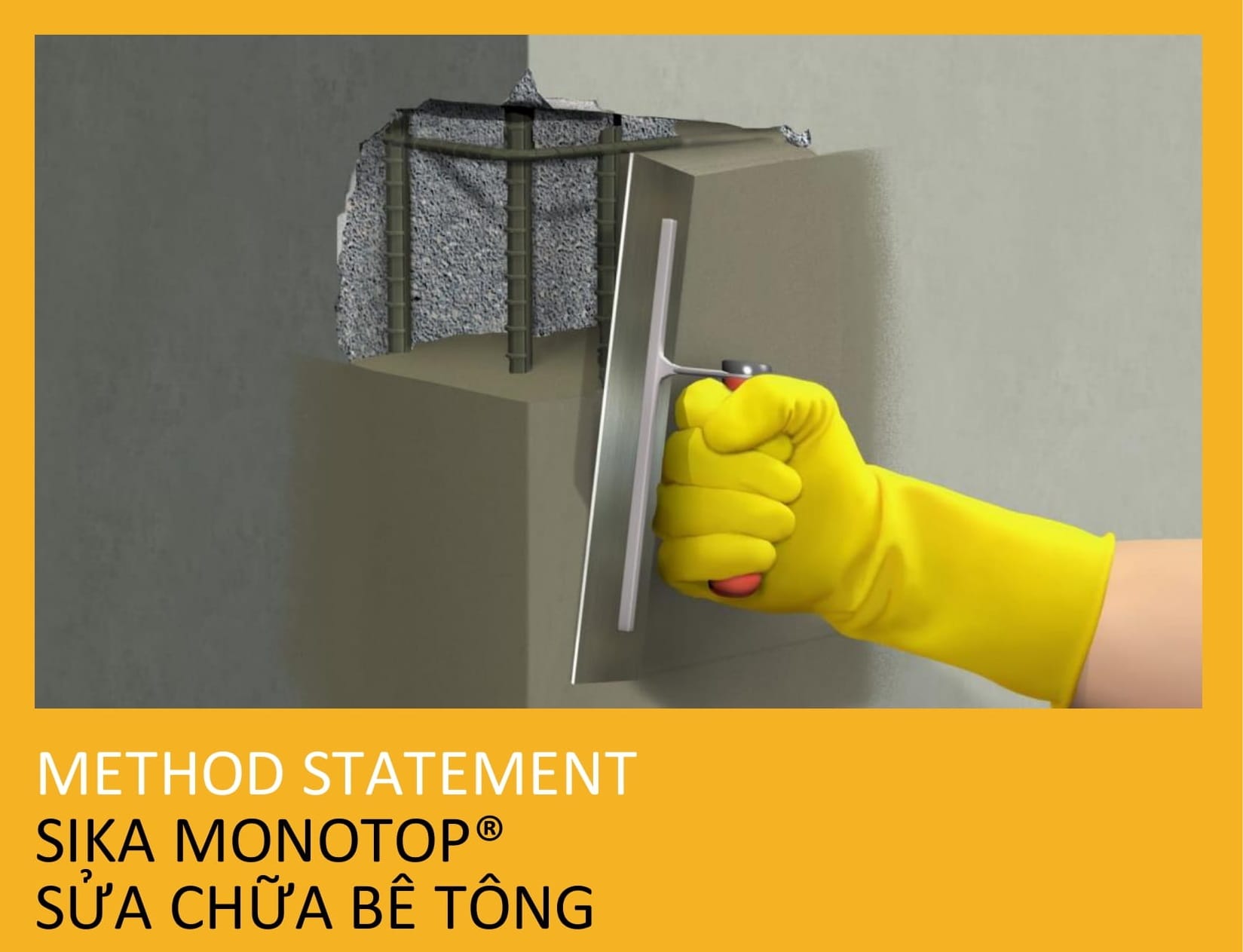 Sika MonoTop R vữa sửa chữa bê tông polymer gia cường sợi dùng để sửa chữa bê tông rỗ tổ ong, bong tróc và sứt mẻ.