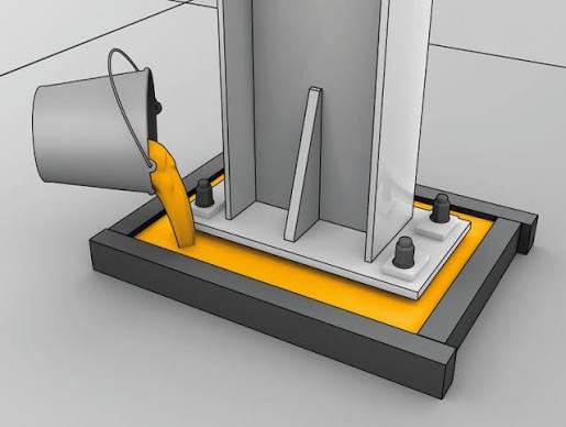 Thi công HT Grout 214 rót chân cột thép
